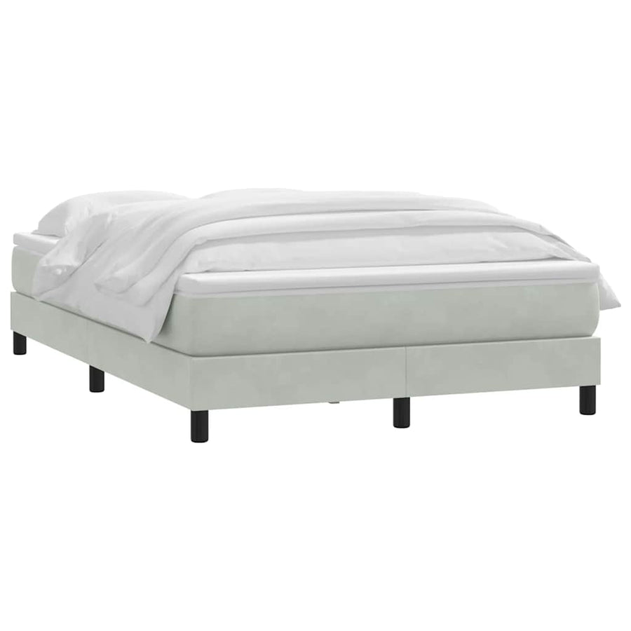 Boxspring met matras fluweel lichtgrijs 160x220 cm