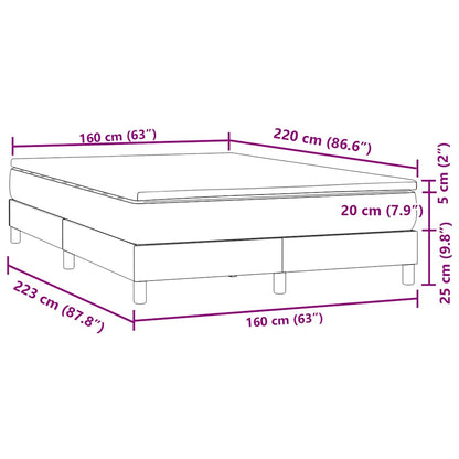 Boxspring met matras fluweel lichtgrijs 160x220 cm