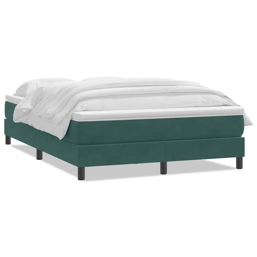 Boxspring met matras fluweel donkergroen 160x220 cm