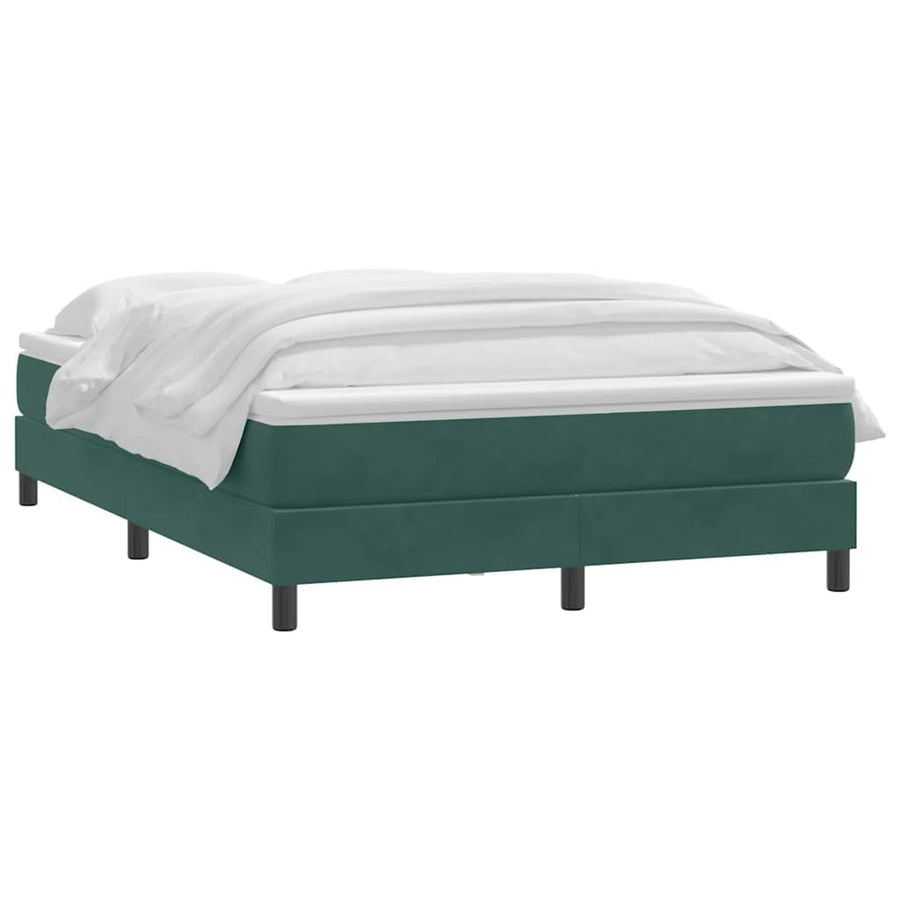 Boxspring met matras fluweel donkergroen 160x220 cm