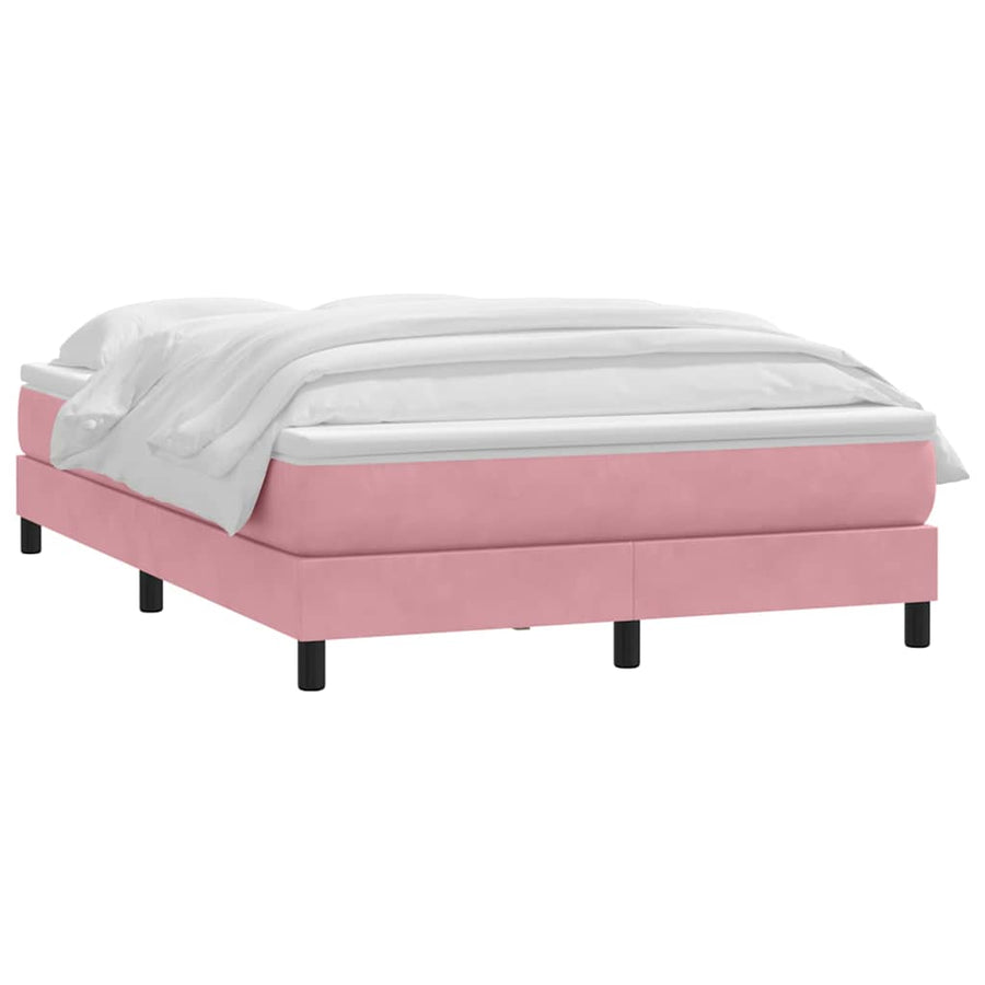 Boxspring met matras fluweel roze 160x220 cm