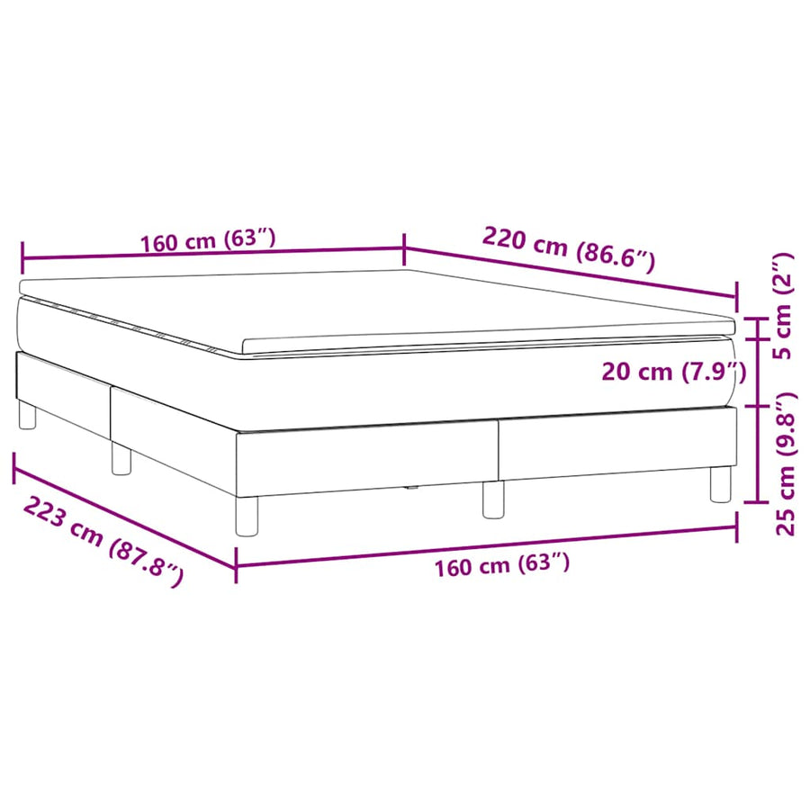 Boxspring met matras fluweel roze 160x220 cm