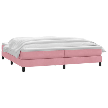Boxspring met matras fluweel roze 200x220 cm