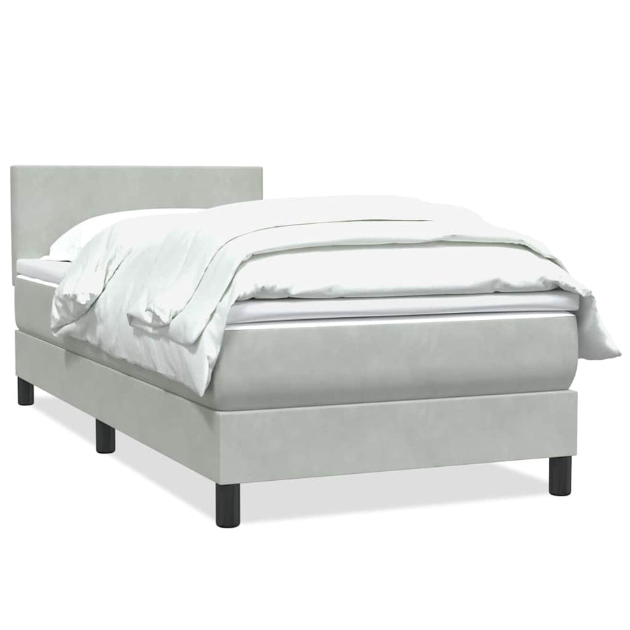 Boxspring met matras fluweel lichtgrijs 80x210 cm