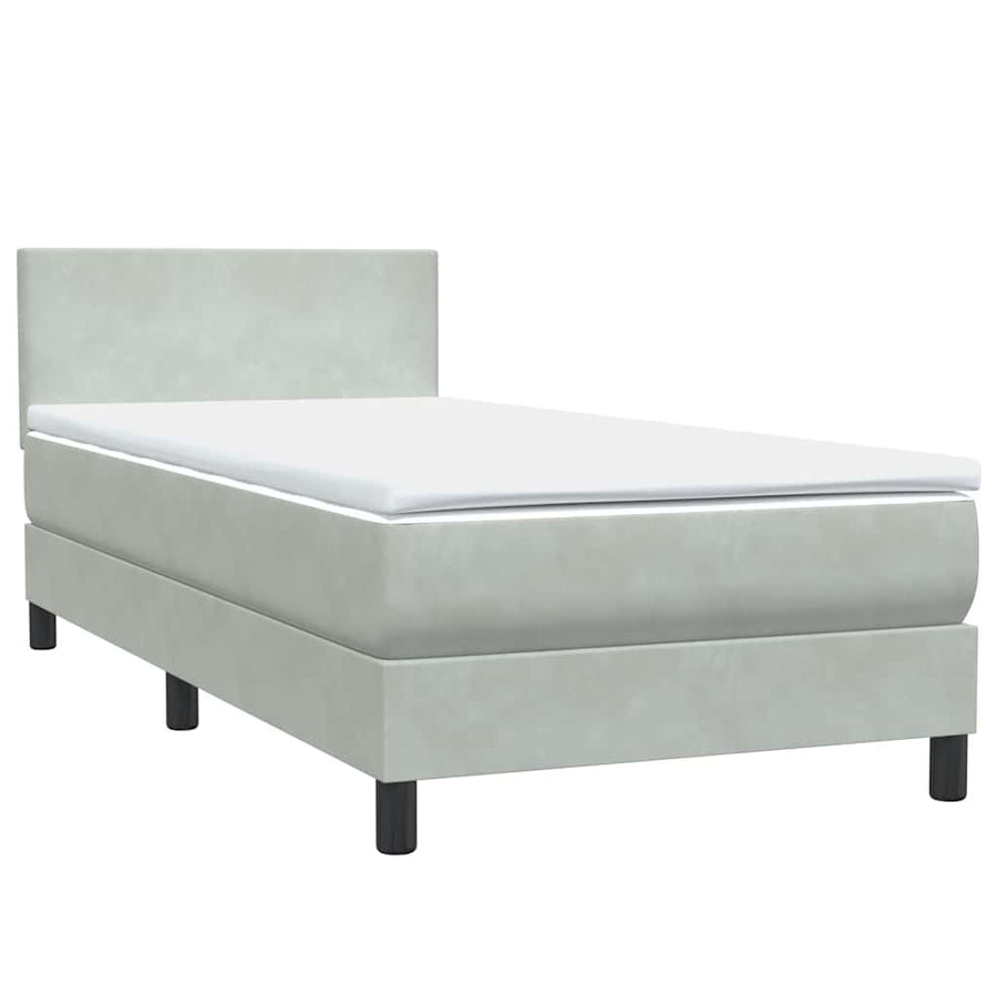Boxspring met matras fluweel lichtgrijs 80x210 cm
