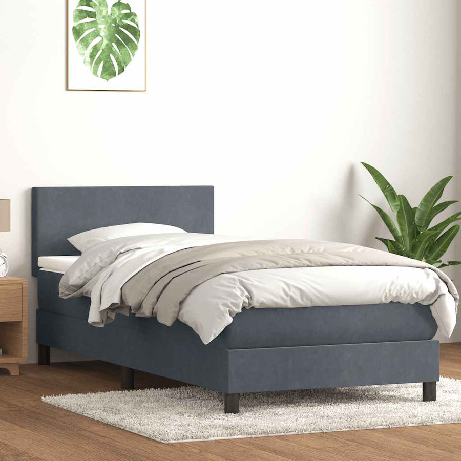 Boxspring met matras fluweel donkergrijs 80x210 cm
