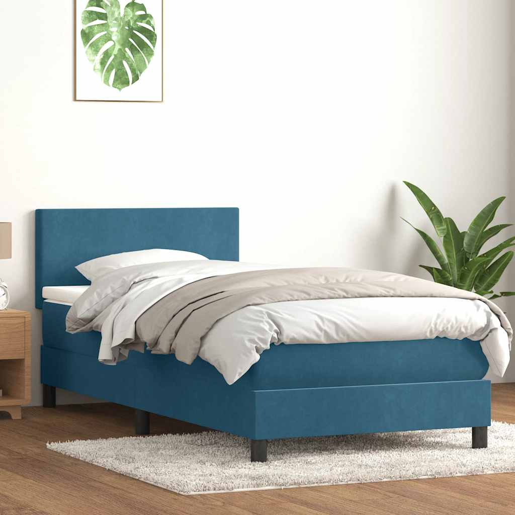 Boxspring met matras fluweel donkerblauw 80x210 cm