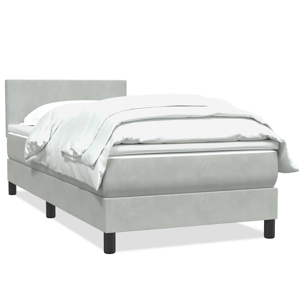Boxspring met matras fluweel lichtgrijs 90x210 cm