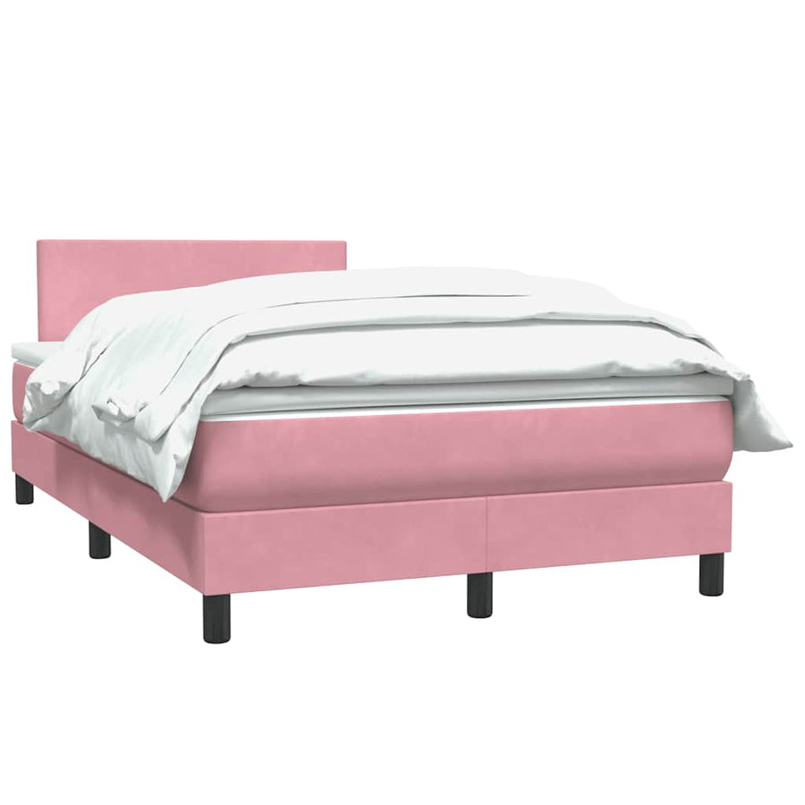 Boxspring met matras fluweel roze 120x210 cm