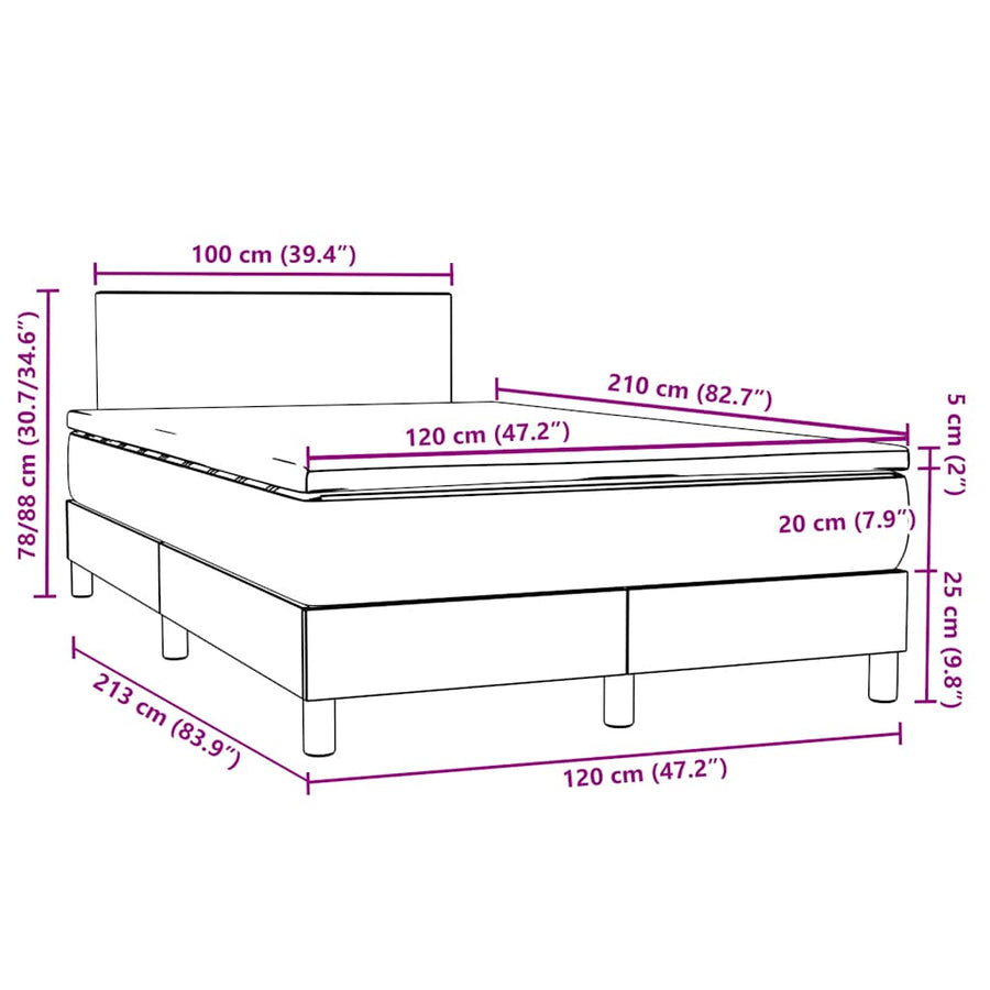 Boxspring met matras fluweel roze 120x210 cm