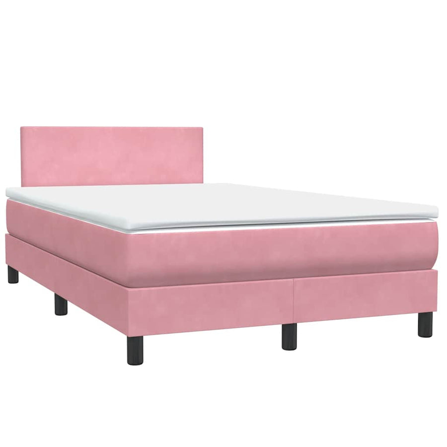 Boxspring met matras fluweel roze 120x210 cm