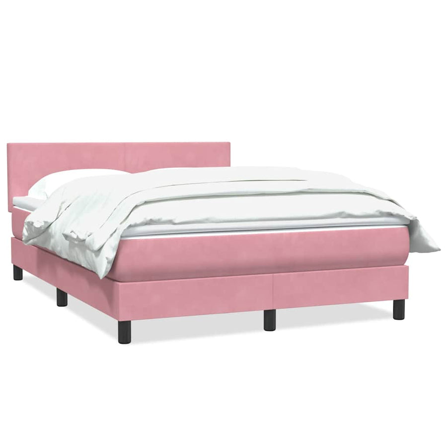 Boxspring met matras fluweel roze 140x210 cm