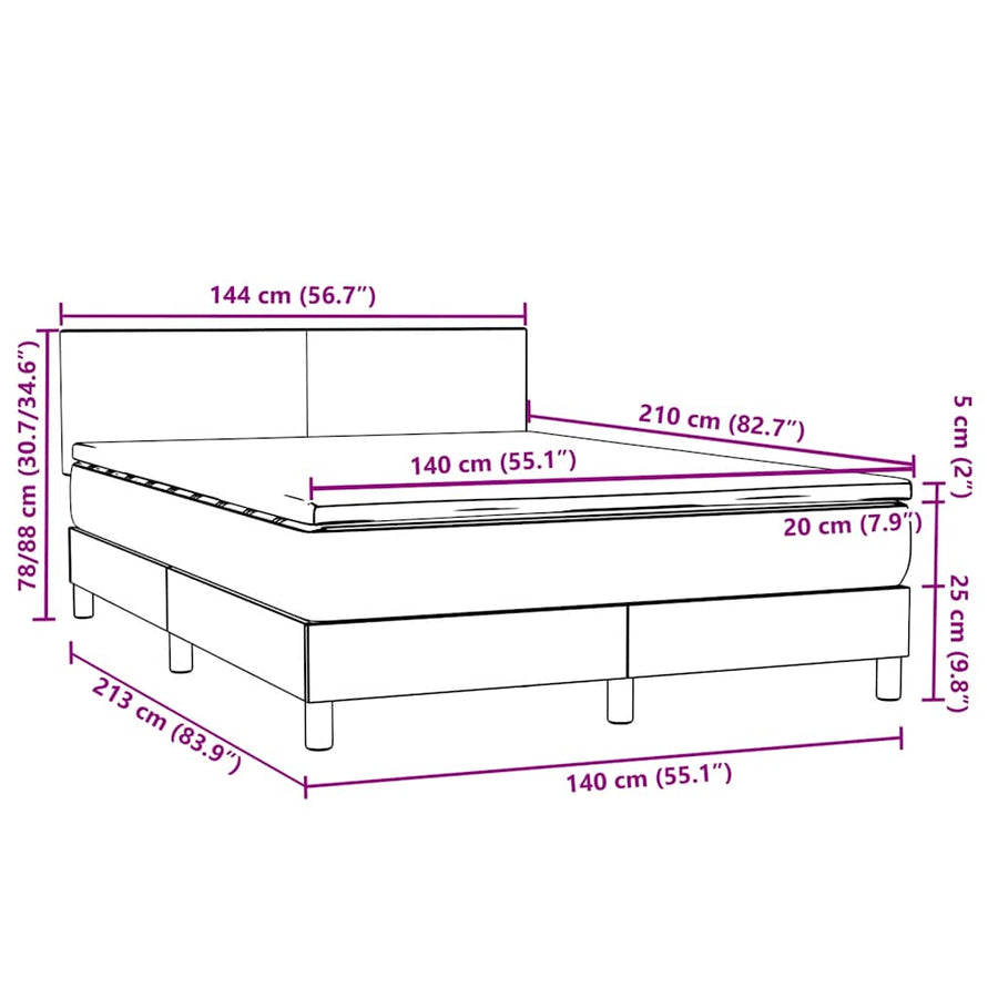 Boxspring met matras fluweel roze 140x210 cm