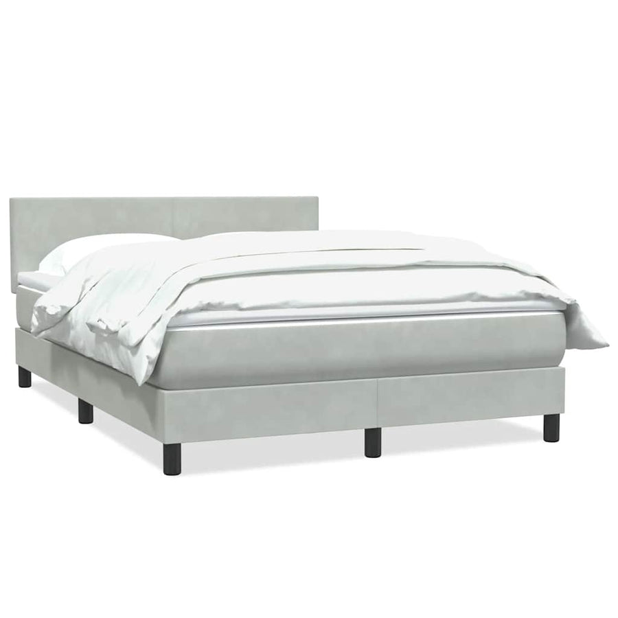 Boxspring met matras fluweel lichtgrijs 160x210 cm