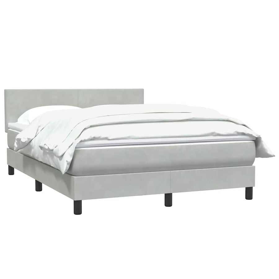 Boxspring met matras fluweel lichtgrijs 160x210 cm