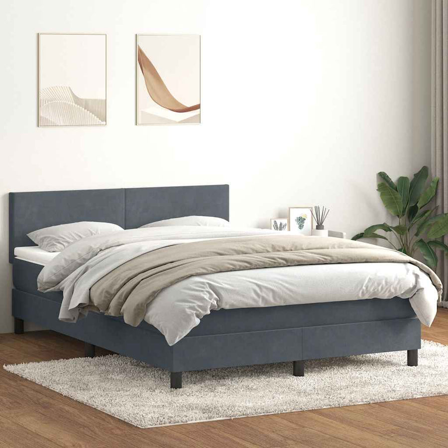 Boxspring met matras fluweel donkergrijs 160x210 cm