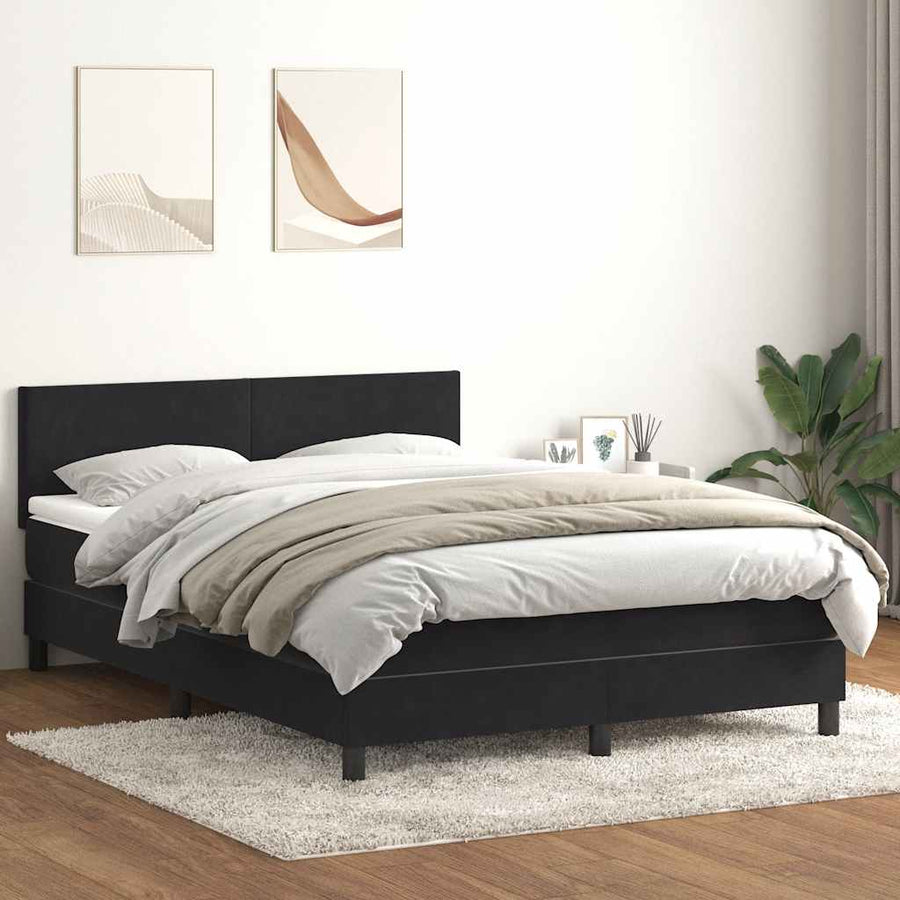 Boxspring met matras fluweel zwart 160x210 cm