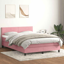 Boxspring met matras fluweel roze 160x210 cm