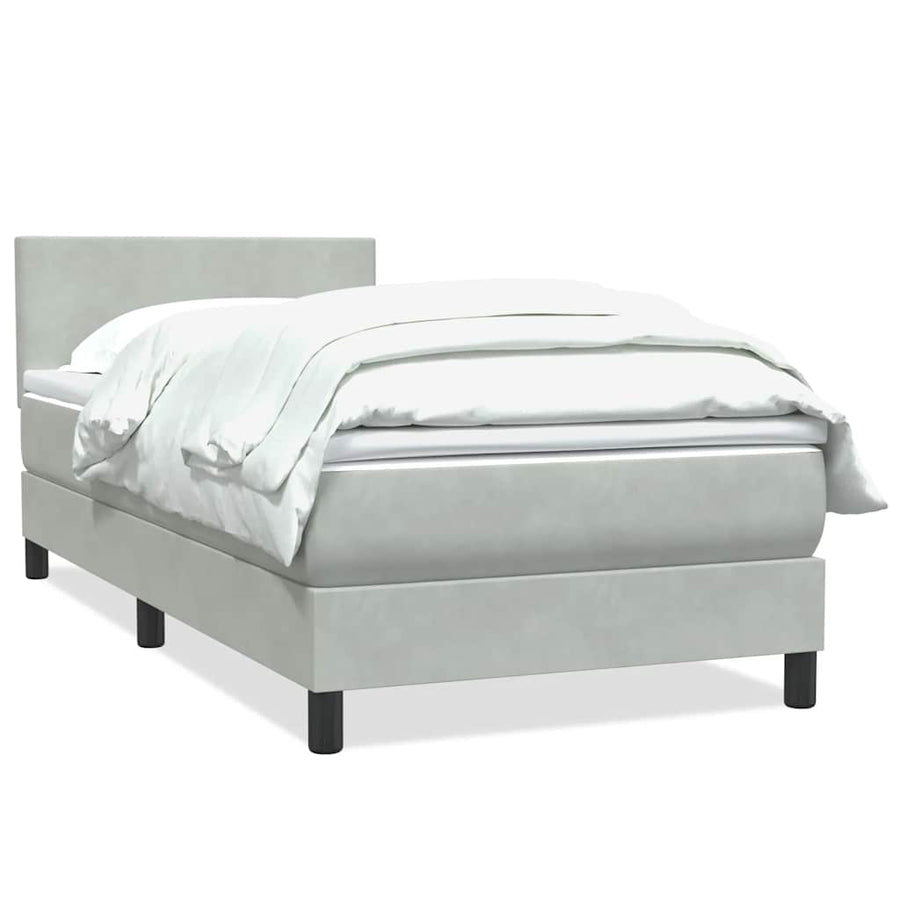 Boxspring met matras fluweel lichtgrijs 80x220 cm