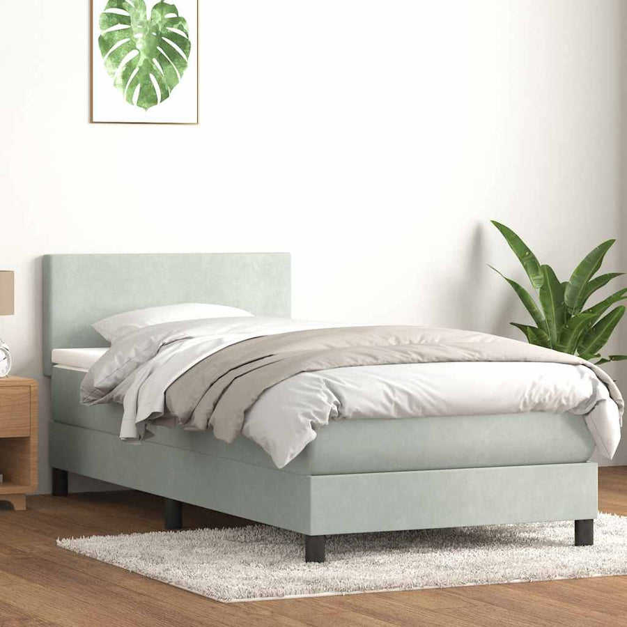 Boxspring met matras fluweel lichtgrijs 80x220 cm
