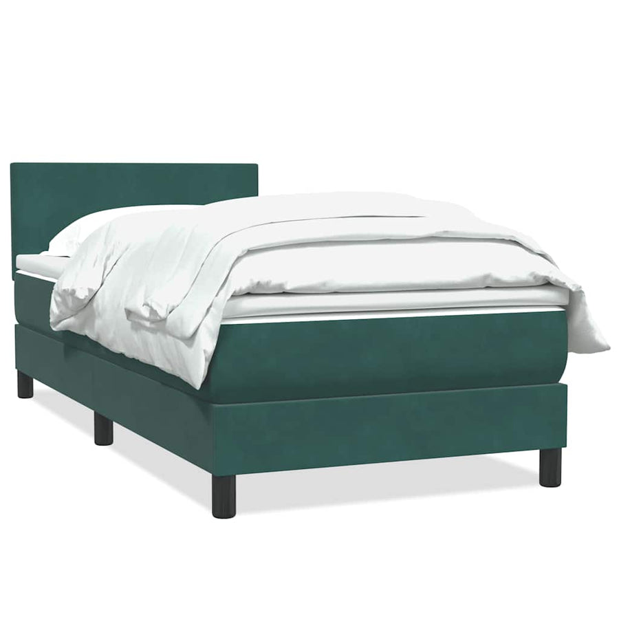 Boxspring met matras fluweel donkergroen 80x220 cm