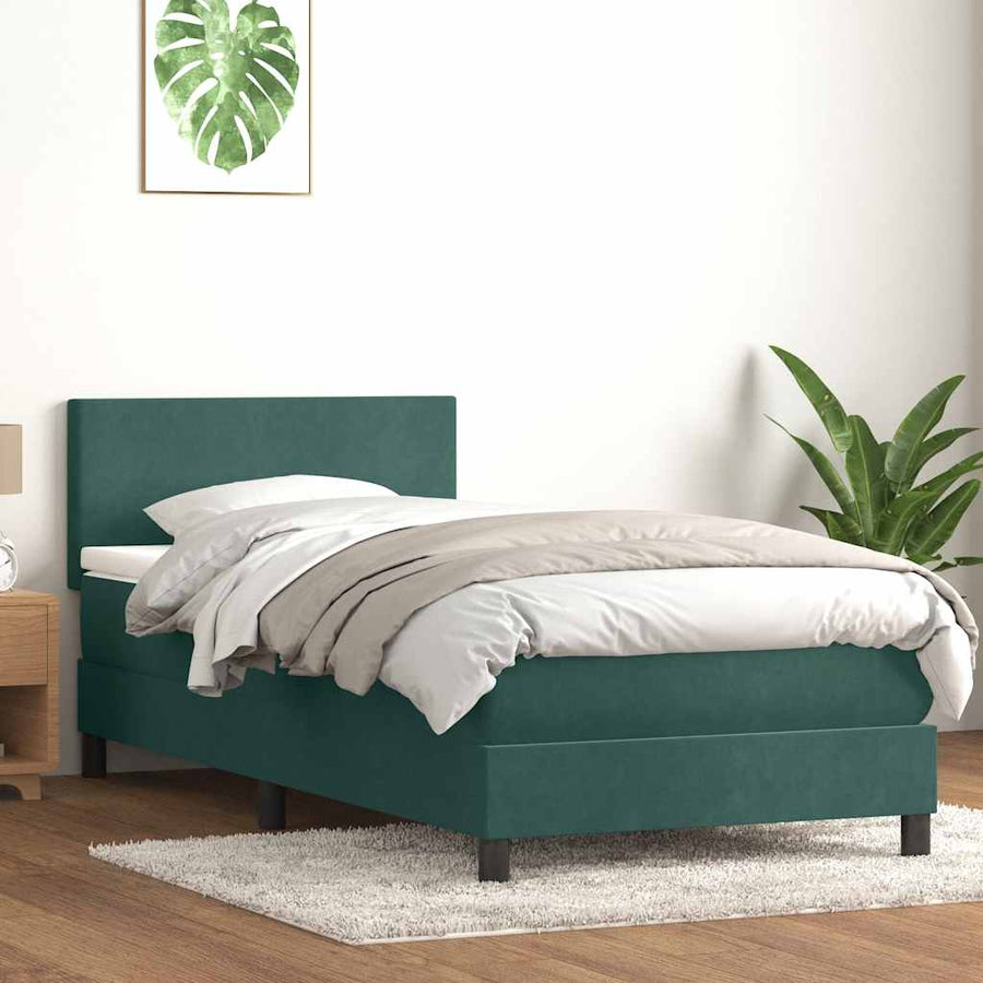Boxspring met matras fluweel donkergroen 80x220 cm
