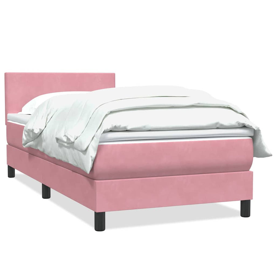 Boxspring met matras fluweel roze 80x220 cm