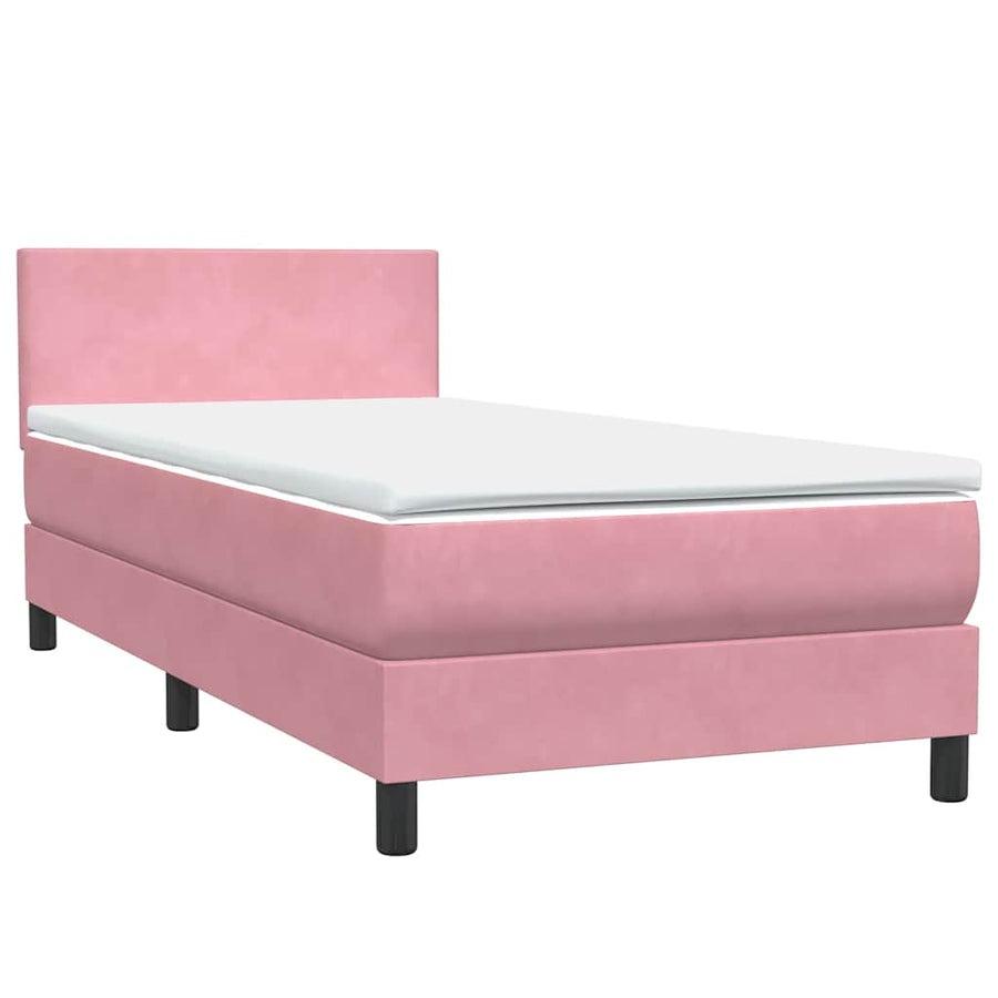 Boxspring met matras fluweel roze 80x220 cm