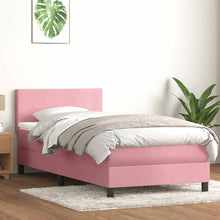Boxspring met matras fluweel roze 80x220 cm