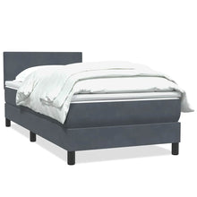 Boxspring met matras fluweel donkergrijs 90x220 cm