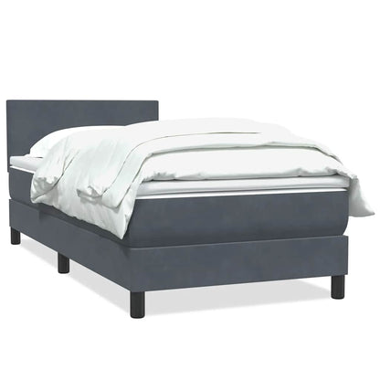 Boxspring met matras fluweel donkergrijs 90x220 cm