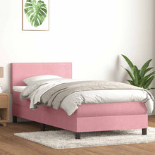 Boxspring met matras fluweel roze 90x220 cm