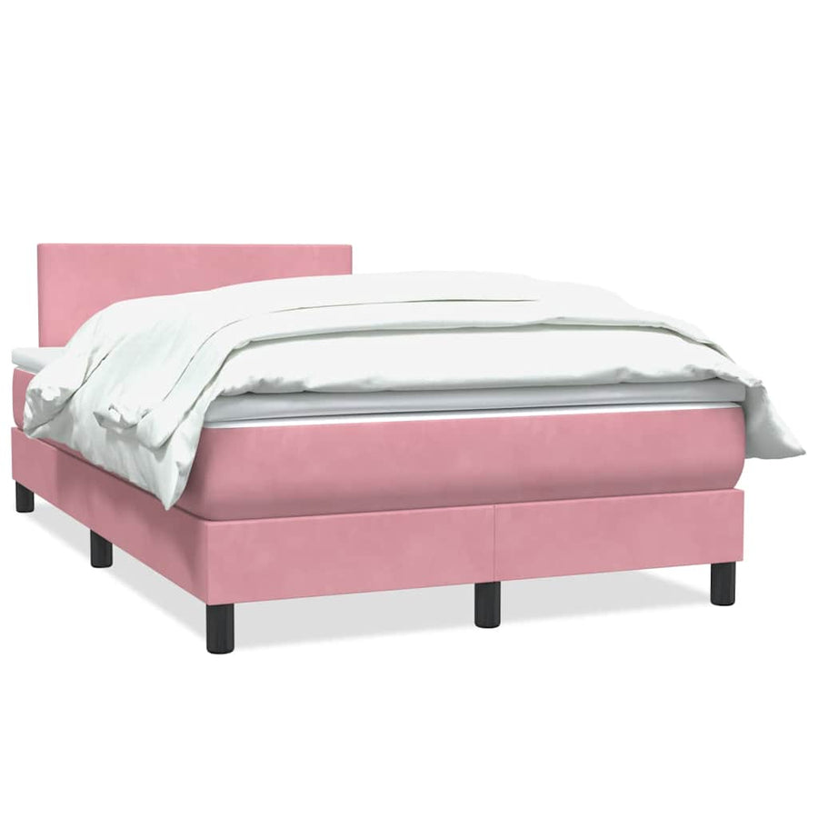 Boxspring met matras fluweel roze 120x220 cm