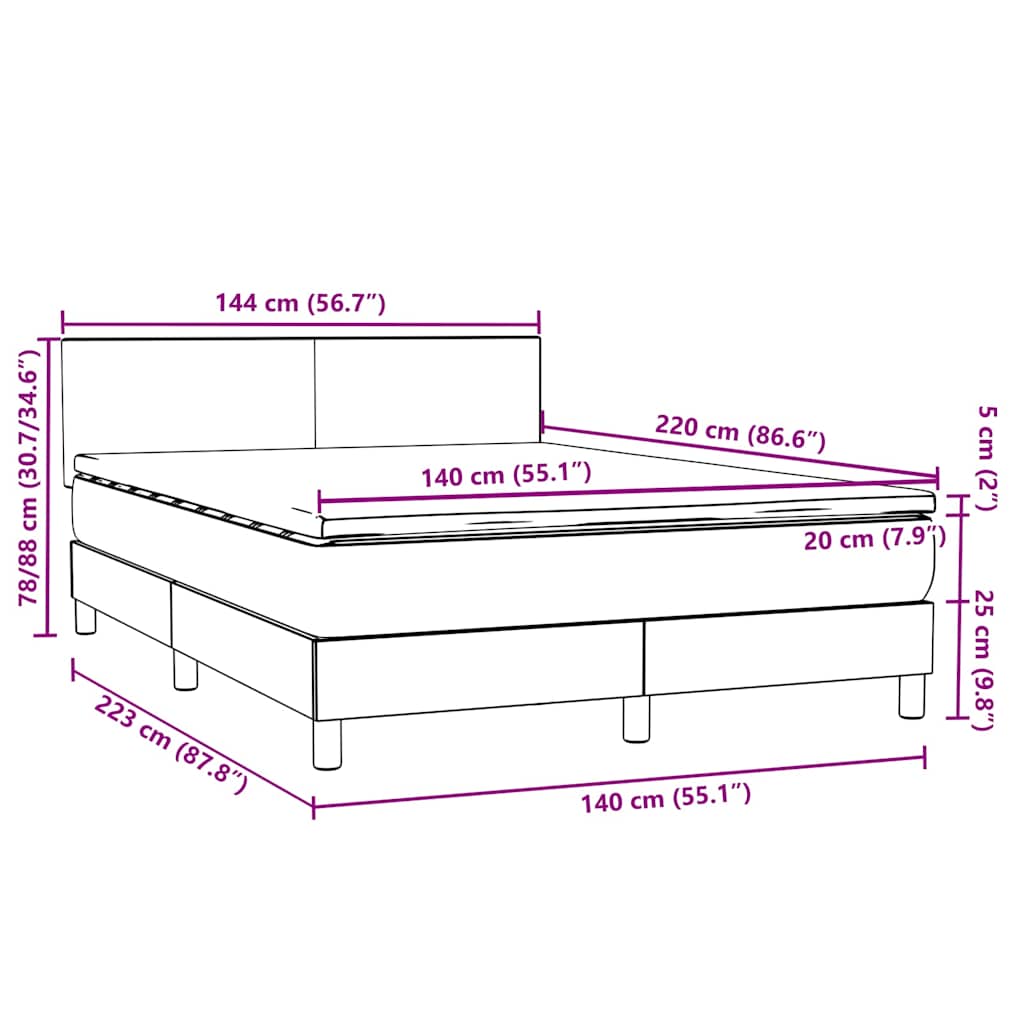 Boxspring met matras fluweel roze 140x220 cm