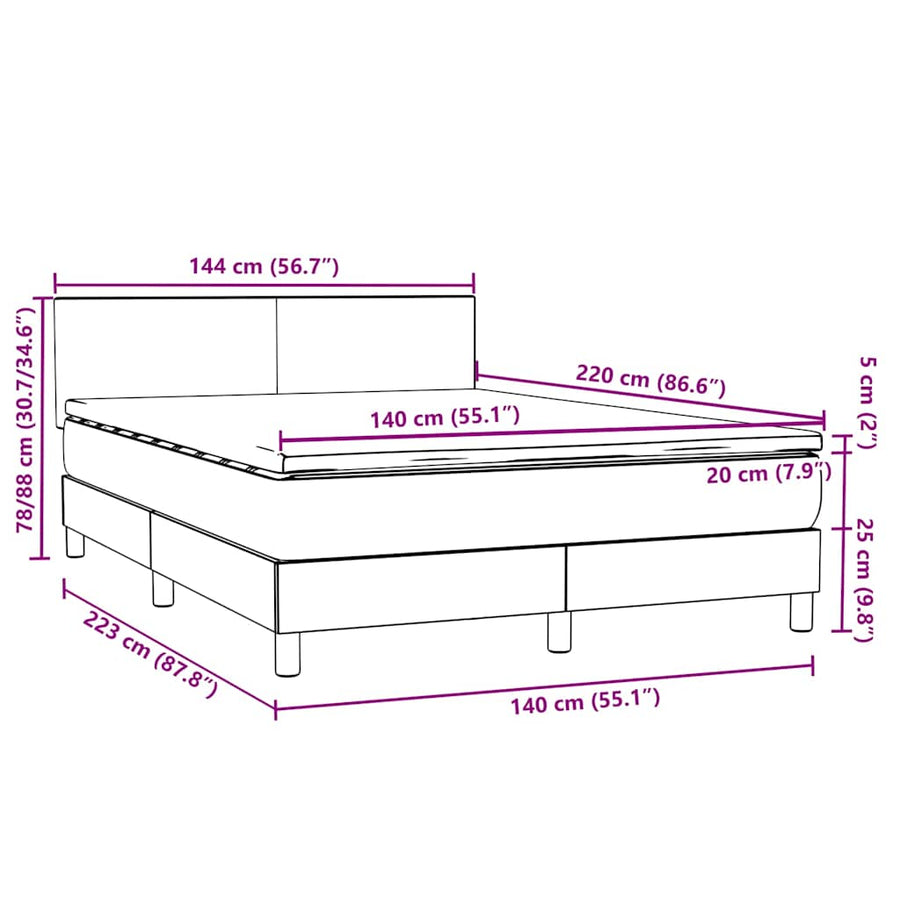 Boxspring met matras fluweel roze 140x220 cm