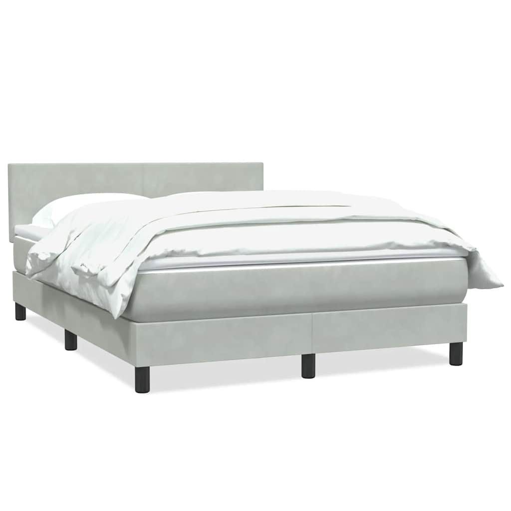 Boxspring met matras fluweel lichtgrijs 160x220 cm