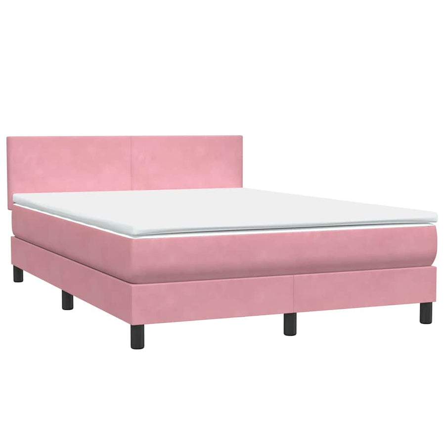 Boxspring met matras fluweel roze 160x220 cm