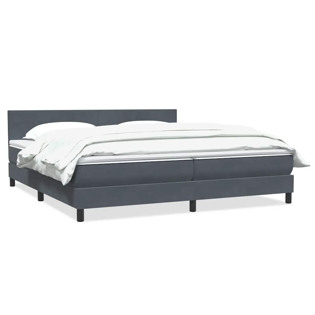 Boxspring met matras fluweel donkergrijs 180x220 cm