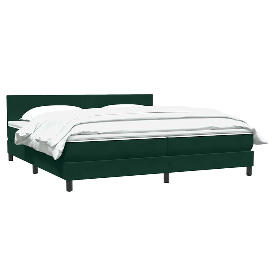 Boxspring Met Matras Fluweel 180 x 220 cm Donkergroen