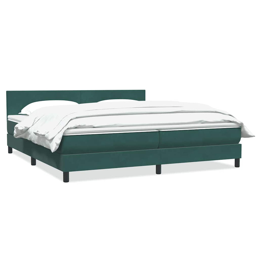 Boxspring Met Matras Fluweel 180 x 220 cm Donkergroen