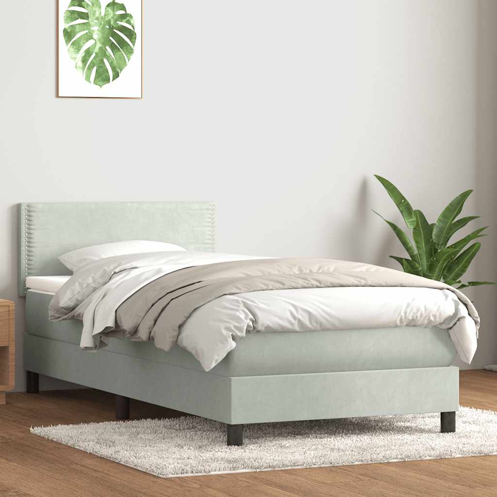 Boxspring met matras fluweel lichtgrijs 80x210 cm