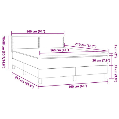 Boxspring met matras fluweel donkergrijs 160x210 cm