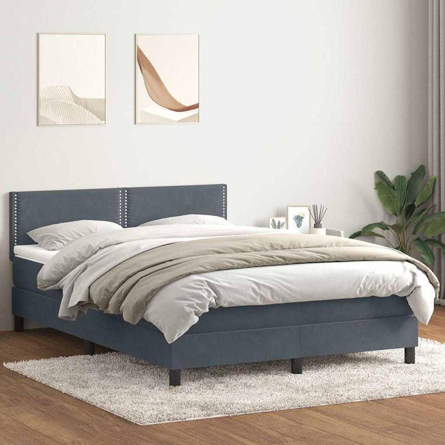 Boxspring met matras fluweel donkergrijs 160x210 cm