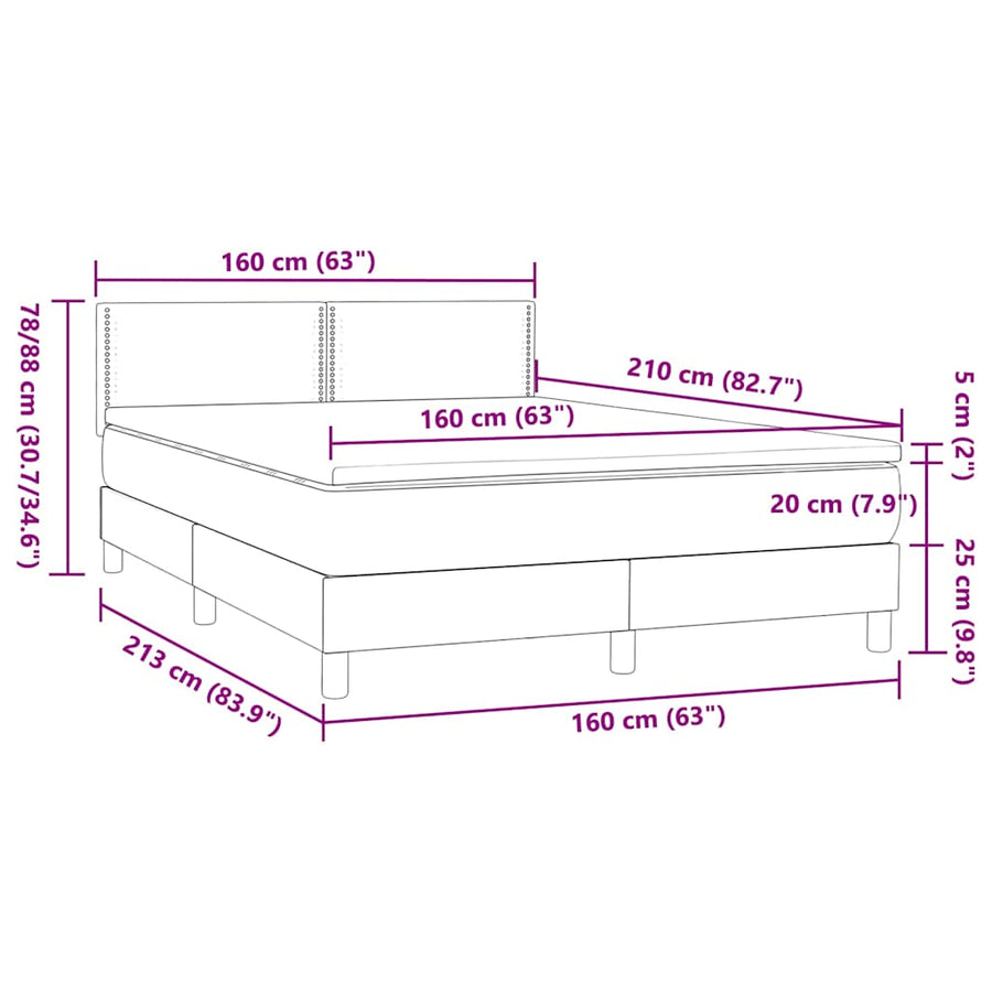 Boxspring met matras fluweel roze 160x210 cm