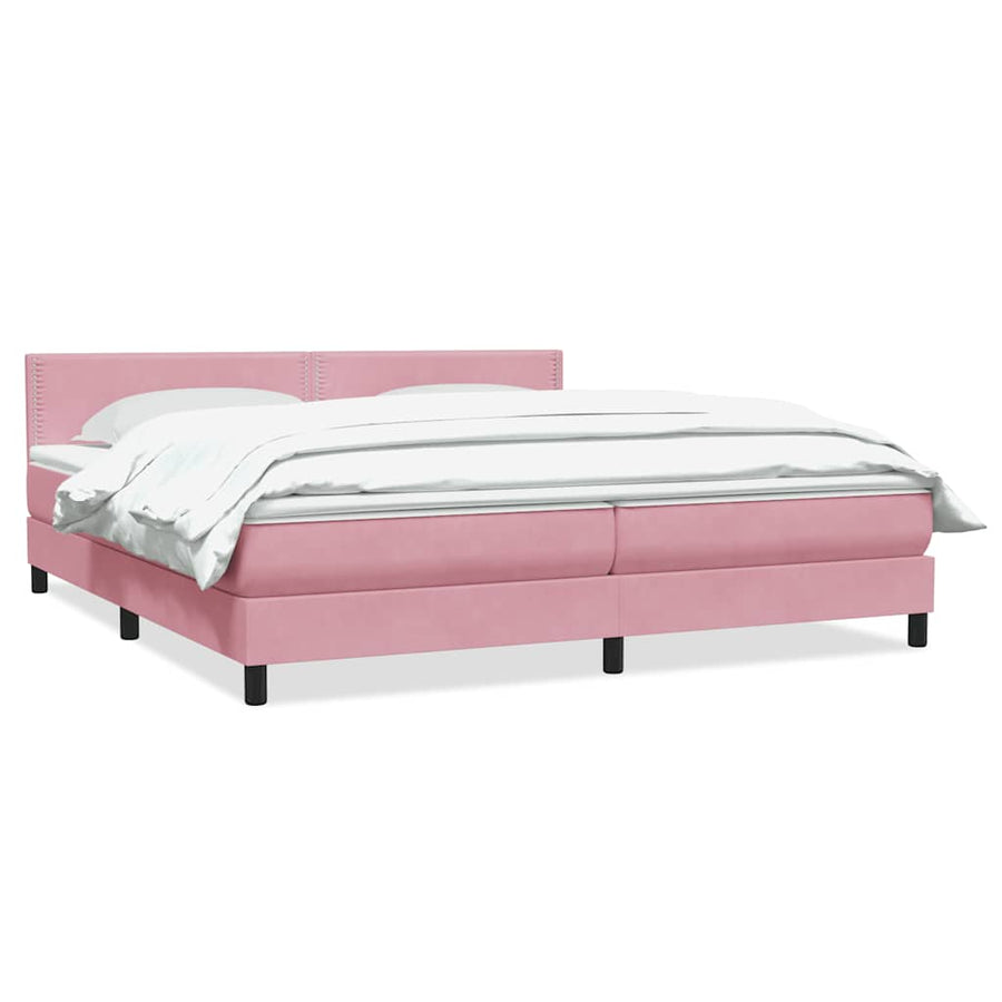 Boxspring met matras fluweel roze 180x210 cm