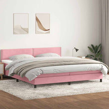 Boxspring met matras fluweel roze 180x210 cm