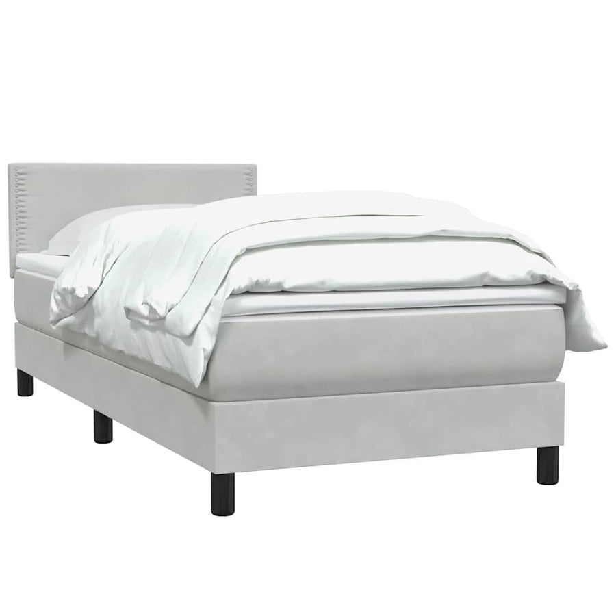 Boxspring met matras fluweel lichtgrijs 80x220 cm