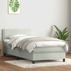 Boxspring met matras 80x220 cm lichtgrijs fluweel