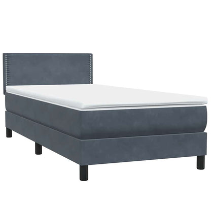 Boxspring met matras fluweel donkergrijs 90x220 cm