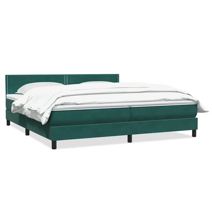 Boxspring met matras fluweel donkergroen 180x220 cm